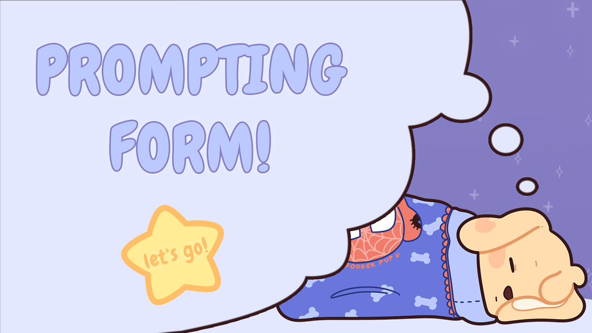 The time is here!!

🌟Prompting form officially open🌟

Please leave your prompts in this form! As always, you can ask anything you're unsure about on Tellonym💫

Happy prompting 🐶🩷🐥

forms.gle/ihfQ2MNSwFBtdW…