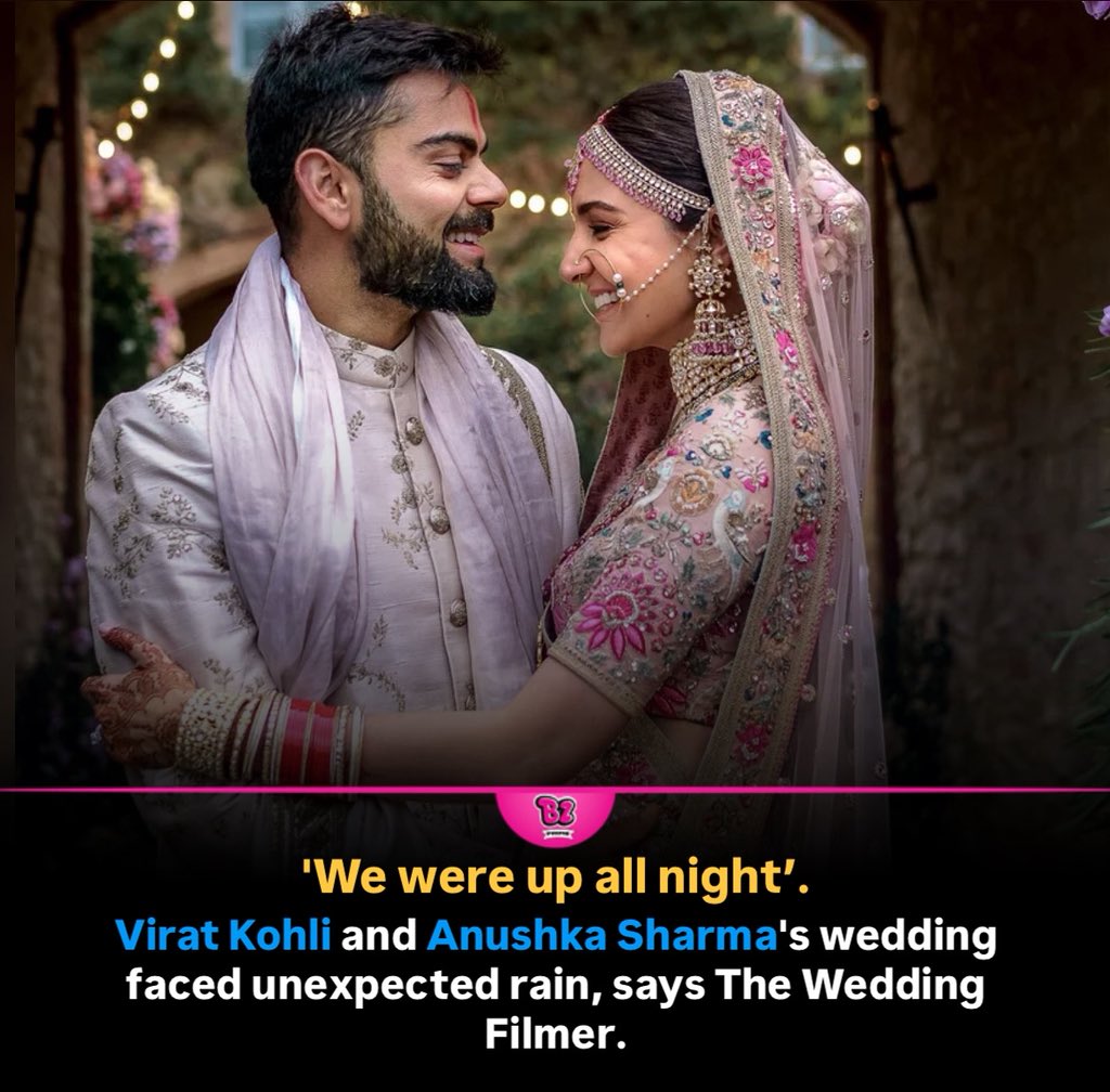 Anushka Sharma and Virat Kohli's 2017 wedding in Italy nearly faced  disaster due to heavy rain, which forced a last-minute change of venue, as  shared by their wedding filmer. Despite the challenges,, image size:1024x1008