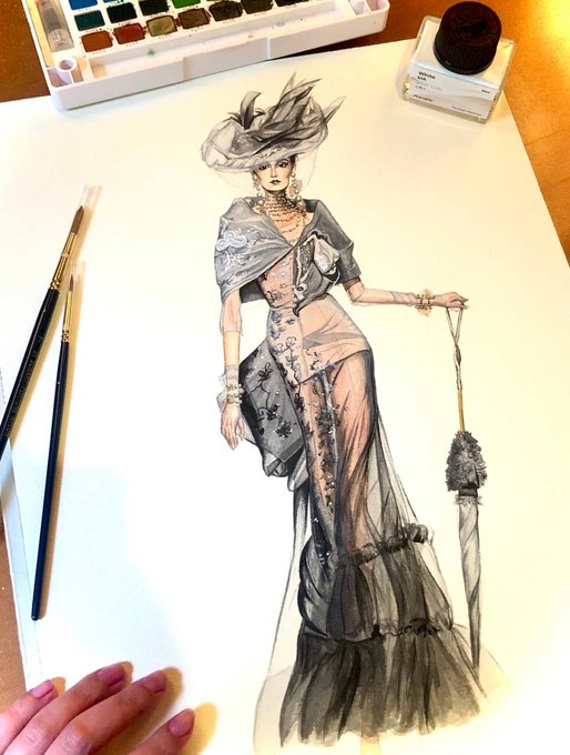 Vintage elegance reimagined. The dress is still in process, perfect for runway fashion