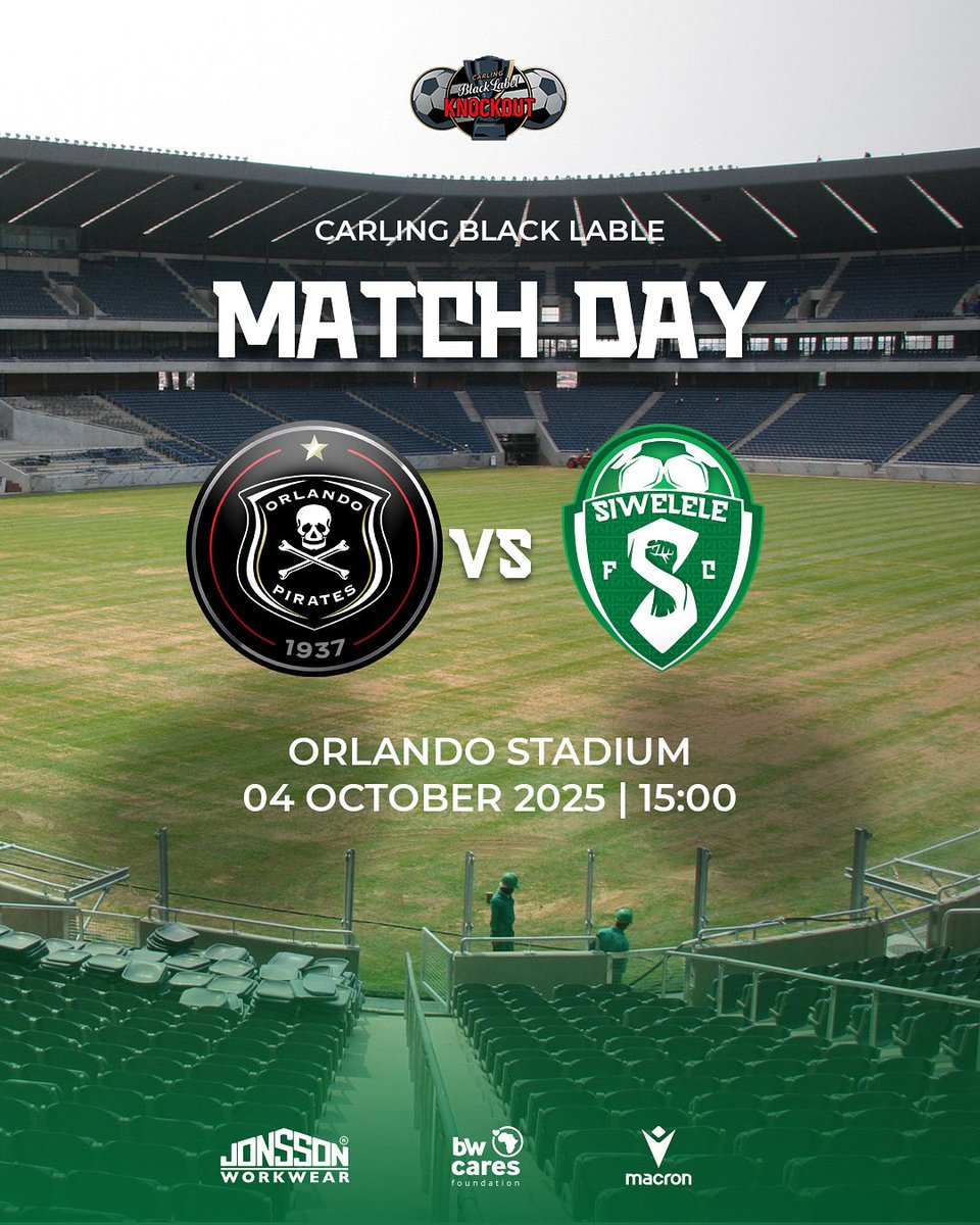 🔥 It’s MATCH DAY! 🔥
We kick off at 15:00 in the Carling Black Lable Cup Knockout against Orlando Pirates and we’re raising our flag high! 🤍💚✊

Ha Re Yeng Siwe! Let’s give it everything! ⚽💪
#SiweleleFC #CarlingBlackLableCup #HelaYaloSiwe #KaLeratoLeo