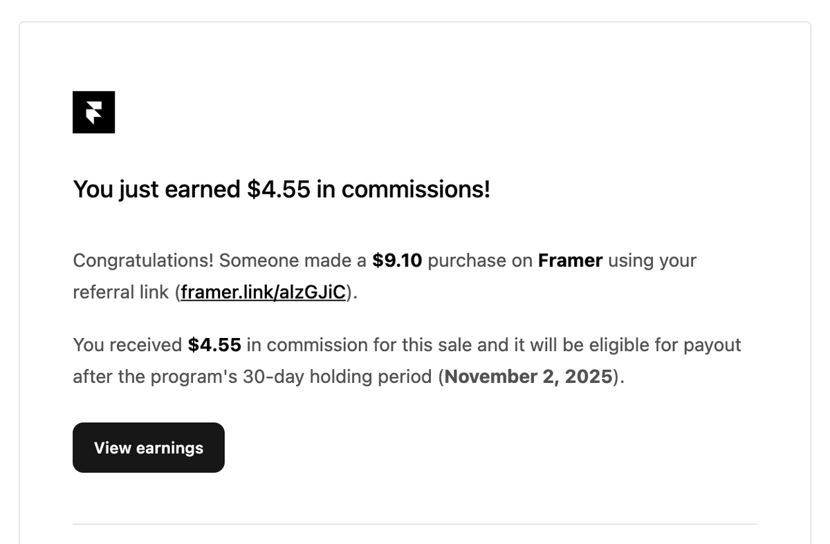 Small wins! $4.55 in Framer Creator Commissions

#FramerChallenge