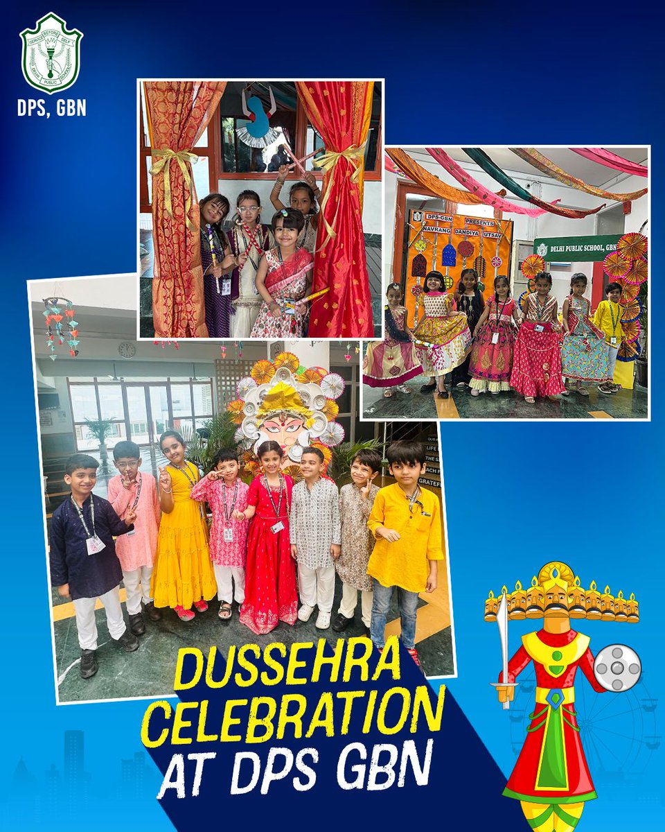 dpsgbn's tweet image. The young learners at #DPSgbn celebrated #Dussehra with immense enthusiasm &amp;amp; festive spirit! 🌟 The day came alive with Garba dances, a joyful group performance, a lively skit &amp;amp; a melodious song — beautifully showcasing the essence of Dussehra and the victory of good over evil.