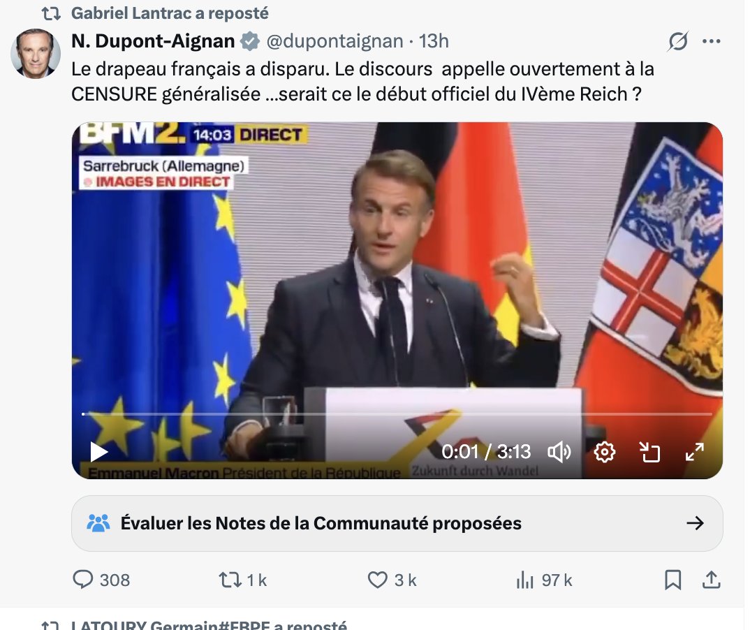 Je trouve que ce Monsieur Dupont-Aignan  va de plus en plus mal... 🤡