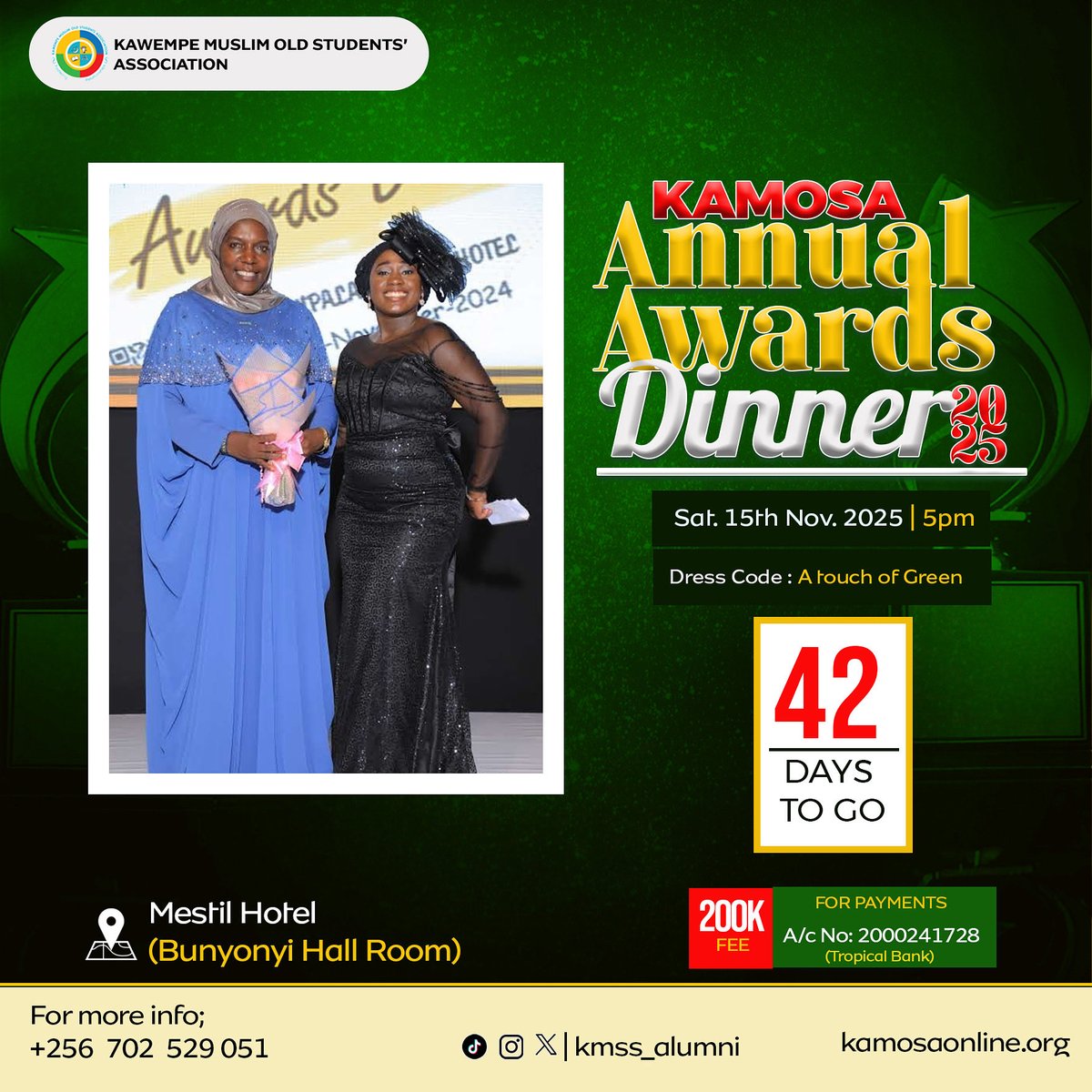 KMSS_Alumni's tweet photo. ✨42 DAYS LEFT✨
The Annual Kamosa Awards Dinner 2025 is almost here! 🍽️🏆
📍 15th November | Mestil Hotel | 5PM

Secure your spot today book and make your payments ASAP to avoid last-minute rush. Let’s come together under this year’s theme: “Building Kamosa Together.” https://t.co/6waib0I19C