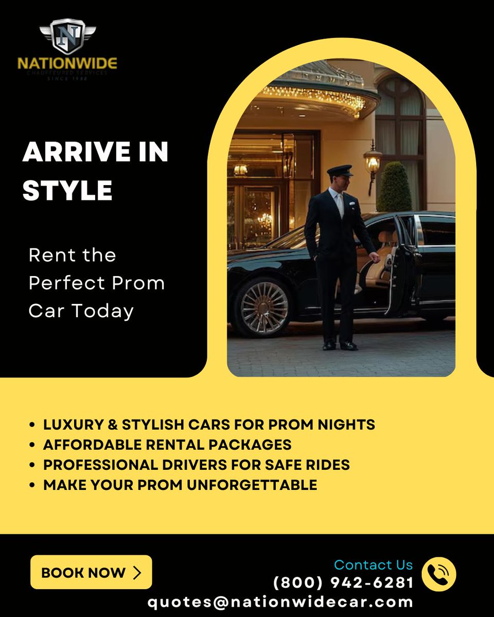 nationwidecar20's tweet image. Make prom night unforgettable!
📞 Call/Text: (800) 942-6281
 📧 Email: quotes@nationwidecar.com
Visit: bit.ly/3OT9HiB
👉 Reserve your prom rental car today and make your entrance unforgettable!
#PromRentalCar #LuxuryPromRide #NationwideCar #PromNight2025 #Prom