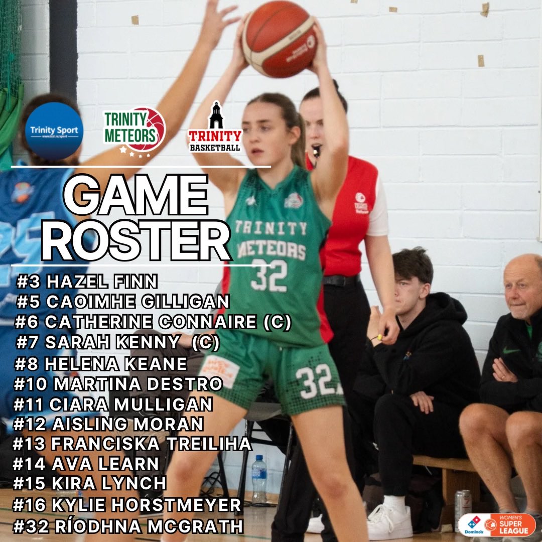 Best of luck to Trinity Meteors who open up their season today against Cavan Eagles! 🖤💚🏀

Be there at 5.30 in Colaiste Iosagain to support! Tickets can be paid at the door!