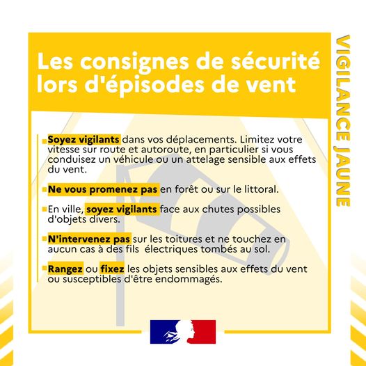 Vigilance jaune vent
Le Var sera en Vigilance vent violent de minuit à 6h du matin dans la nuit de samedi 4 au dimanche 5 octobre. 
Soyez prudents lors de vos déplacements et respectez les consignes de sécurité.