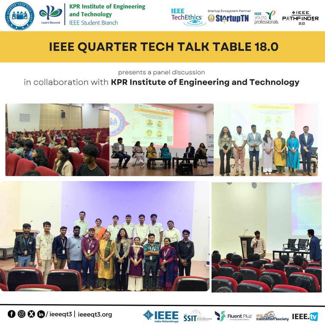 What an epic gathering! 💡 

Over 100+ driven minds came together for IEEE QT3 18.0 at KPR Campus on 26th September 2025. 

#IEEEQT3 #techevent #innovation #IEEEKPR #KPRInstitute #instaevent #networking #futureleaders #eventvibes #ai #startups #youngprofessionals