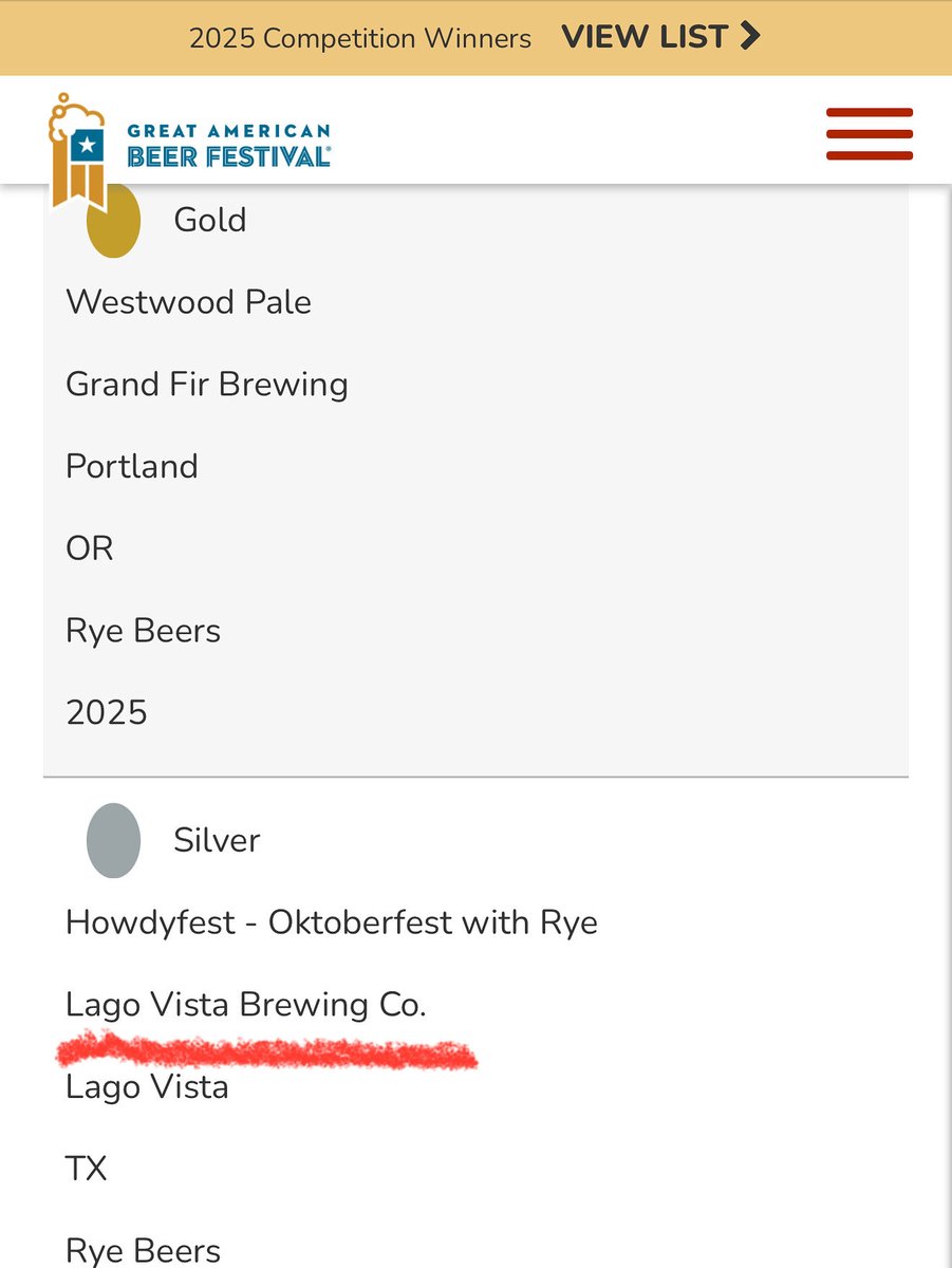 Silver medal at the @greatamericanbeerfestival Whoop!!! Way to go @lagovistabrewingco !!