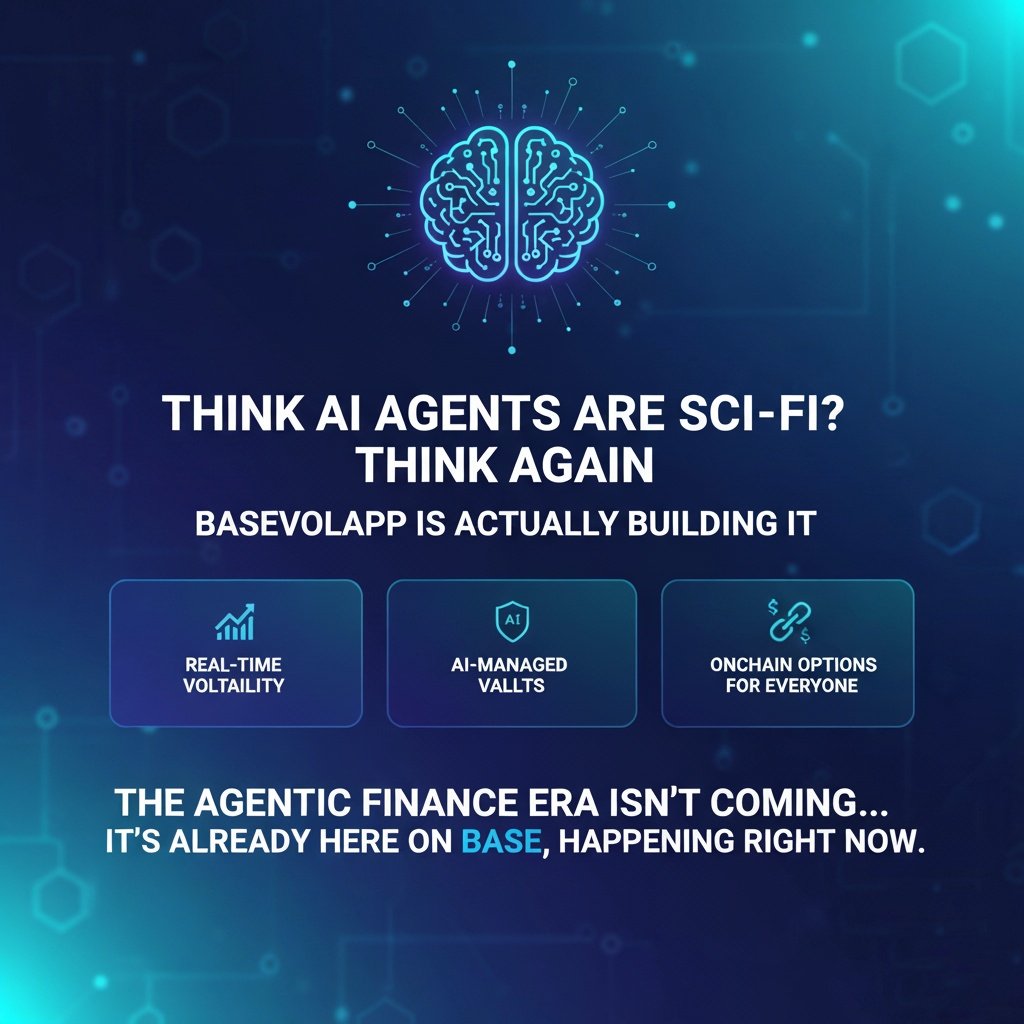 stnipu's tweet image. Think AI agents are sci-fi? Think again.
@BaseVolApp is actually building it.
Real-time volatility
AI-managed vaults
Onchain options for everyone
The Agentic Finance era isn’t coming…
It’s already here on Base, happening right now.
