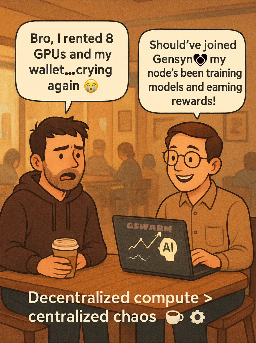 tech466's tweet image. Gensyn lets anyone contribute compute power to train ML models: together, globally, and verifiably. ⚙️🌍

Decentralized compute &amp;gt; centralized chaos.

#GensynAI #meme @gensynai @austinvirts @gasoline2255