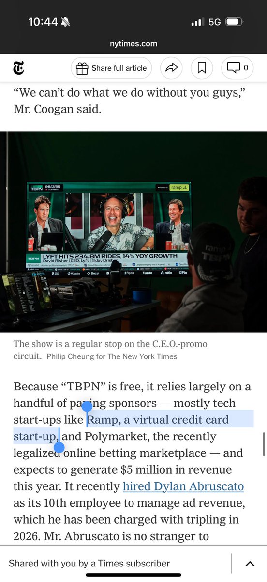 eglyman's tweet image. Finally made NYT: @tryramp the virtual credit card start-up that also makes pool floaties.