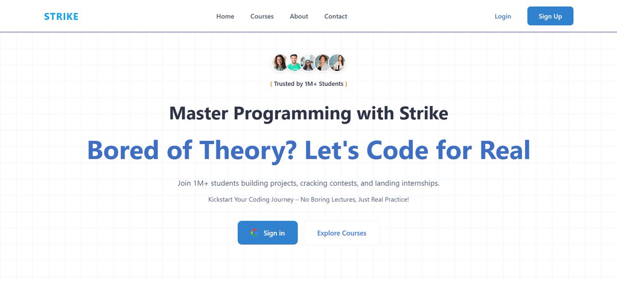 curious_aman07's tweet image. Finished wrapping up my project for Strike #HTMLCSSOnly hackathon. If you think modern designs are not responsive, take a breath, and scroll around my #STRIKEClone. 
Live: strike-website-seven.vercel.app
Repo: github.com/Amanyadav0007/…
Thank you,
@rohit_negi9 &amp;amp; @adityatandon02