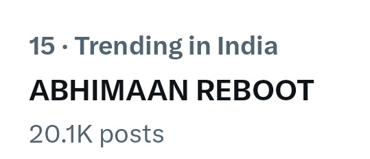 Congratulations AbhiMaan Nation
It's 20K+ &amp; trending.
A new beginning for AbhiMaan.

ABHIMAAN REBOOT

#RohitPurohit #ArmaanPoddar
#SamridhiiShukla #AbhiraSharma 
#AbhiMaan #Yrkkh #Yrkkh4 #RohiDhii
#AbhiMaanForever