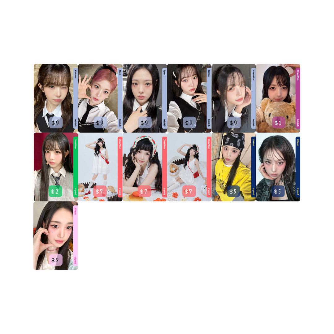 flovaces's tweet photo. Hi!! I'm trying to sell some of my non-Sohyun DCOs if anyone is interested. The prices are a little bit high on the picture but they are all negotiable 

(If you're a good friend of mine I can offer you a discount!! Help me out 👉👈 ++ 한국어도 가능)

#tripleS #트리플에스 https://t.co/fzASDoYR5k