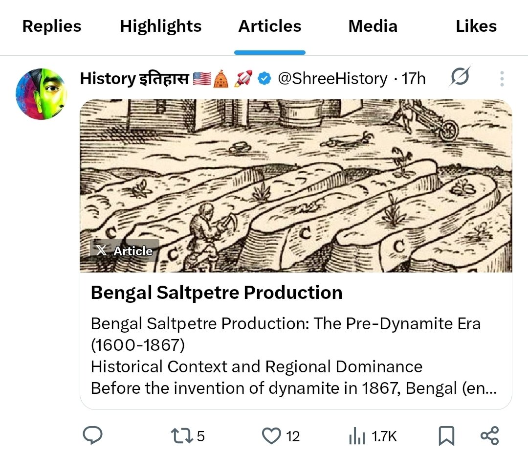ShreeHistory's tweet photo. India was the world leader in gun powder production in 16th and 17th century!!

Typically my posts have 100K views...

But this article seems to be getting hidden with less than 1K views!!

Please share, follow and if @x continues the soft block, I will create own social share.

https://t.co/VrR3AOAVpC