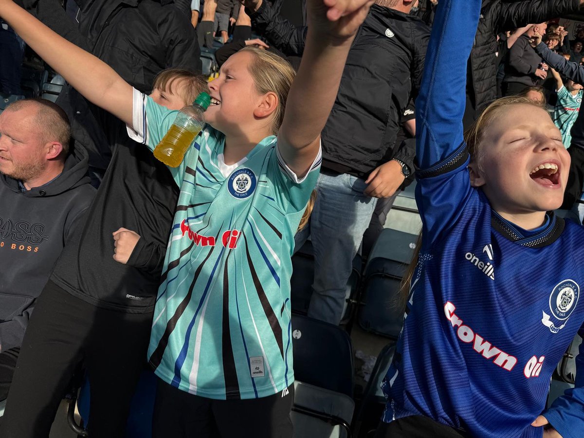 United by passion and lifted by song 🎵 

Three young <a href="/officiallydale/">Rochdale AFC</a> fans reminding us that football is for everyone, everywhere.

It really is <a href="/HerGameToo/">Her Game Too</a> 💙⚽️💛

#rafc #hergametoo