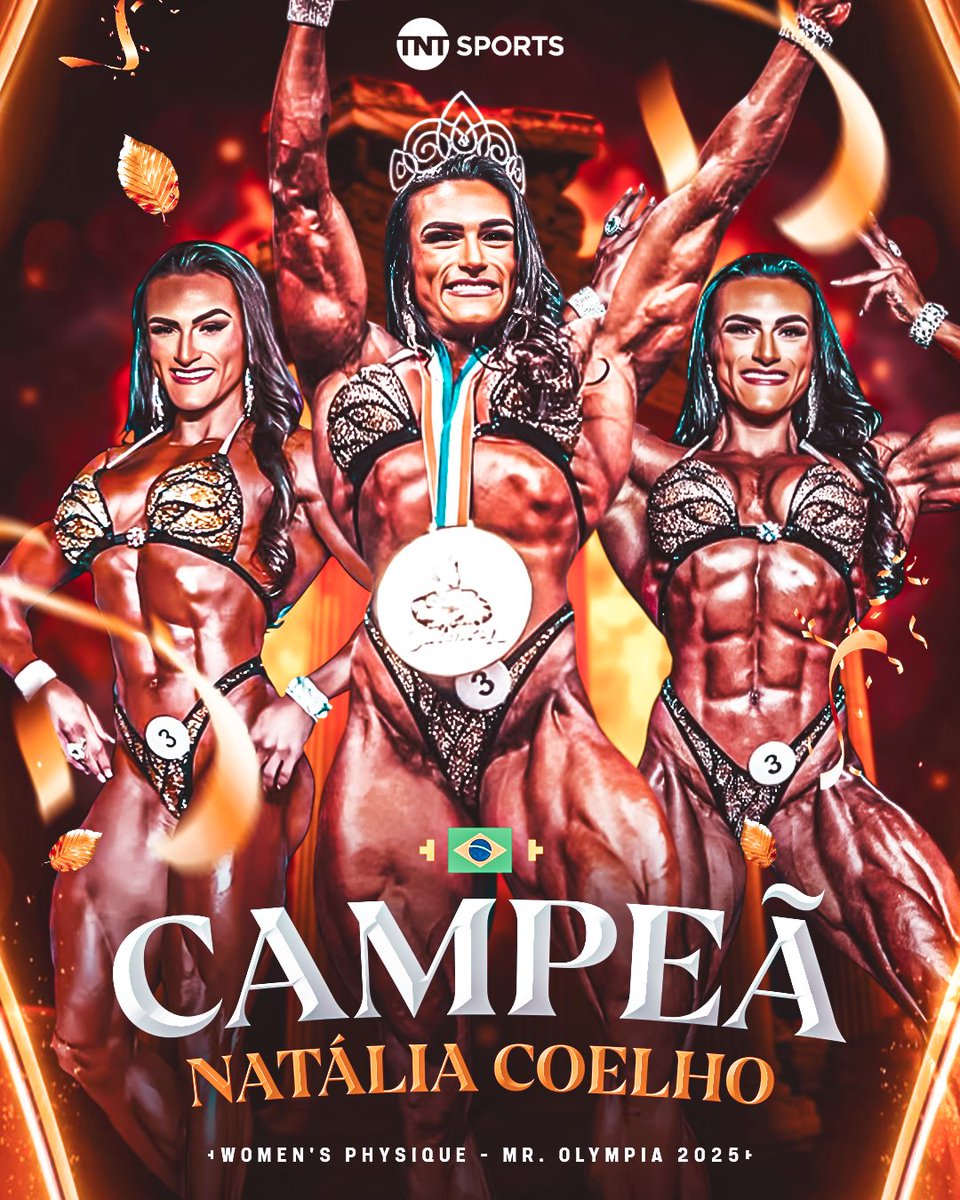 TNTSportsBR's tweet image. É O BRASIL DE NOVO NO TOPO NO MR. OLYMPIA 2025! 💪👏 NATÁLIA COELHO CONQUISTOU O TÍTULO NA CATEGORIA WOMEN'S PHYSIQUE! 🇧🇷🔥🎉
