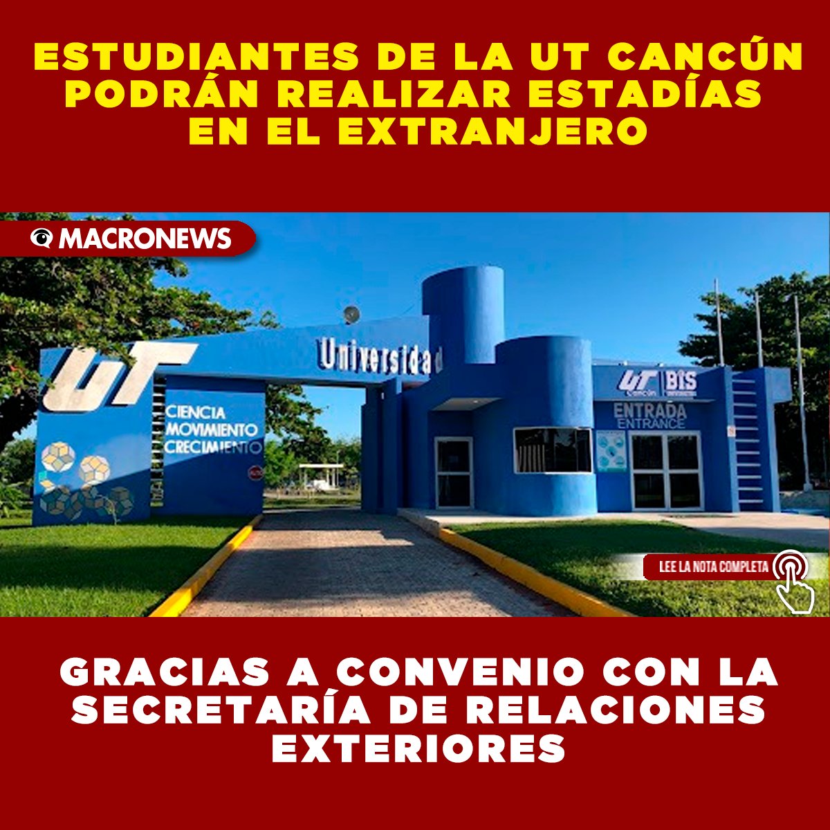macronews's tweet image. 📷📷 ¡Oportunidades sin fronteras!
Más de 1,000 estudiantes de la UT Cancún podrán realizar estadías en el extranjero 📷 gracias a un convenio con la Secretaría de Relaciones Exteriores. 📷📷
macronews.mx/uncategorized/…
#UTCancún #Educación #SRE #Convenio #Estudiantes #macronews