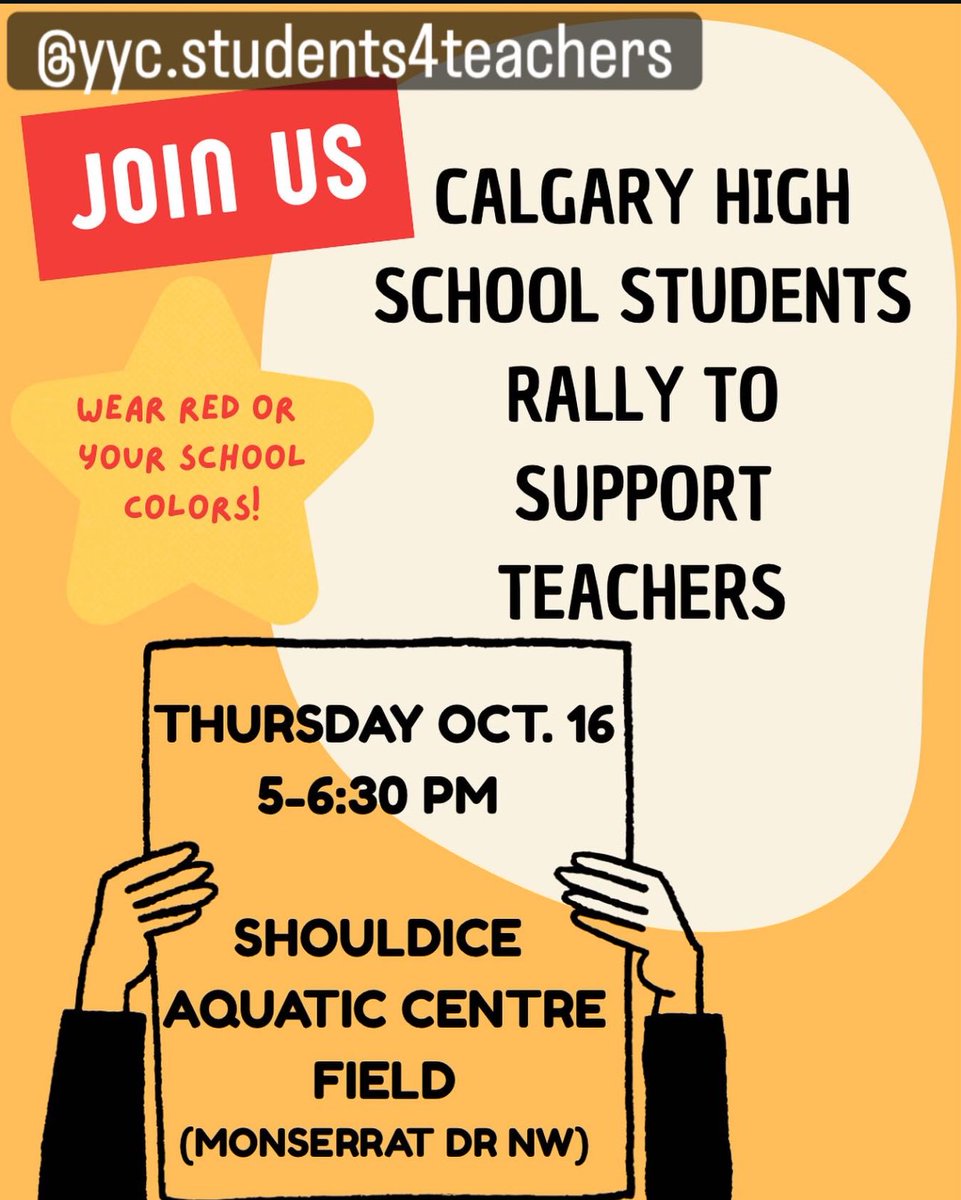 From the DM’s…

Hey #yyc!

Students are organizing their own rallies and protests!

Let’s make sure that they know they aren’t alone!

#abpoli #ableg #cdnpoli #abed