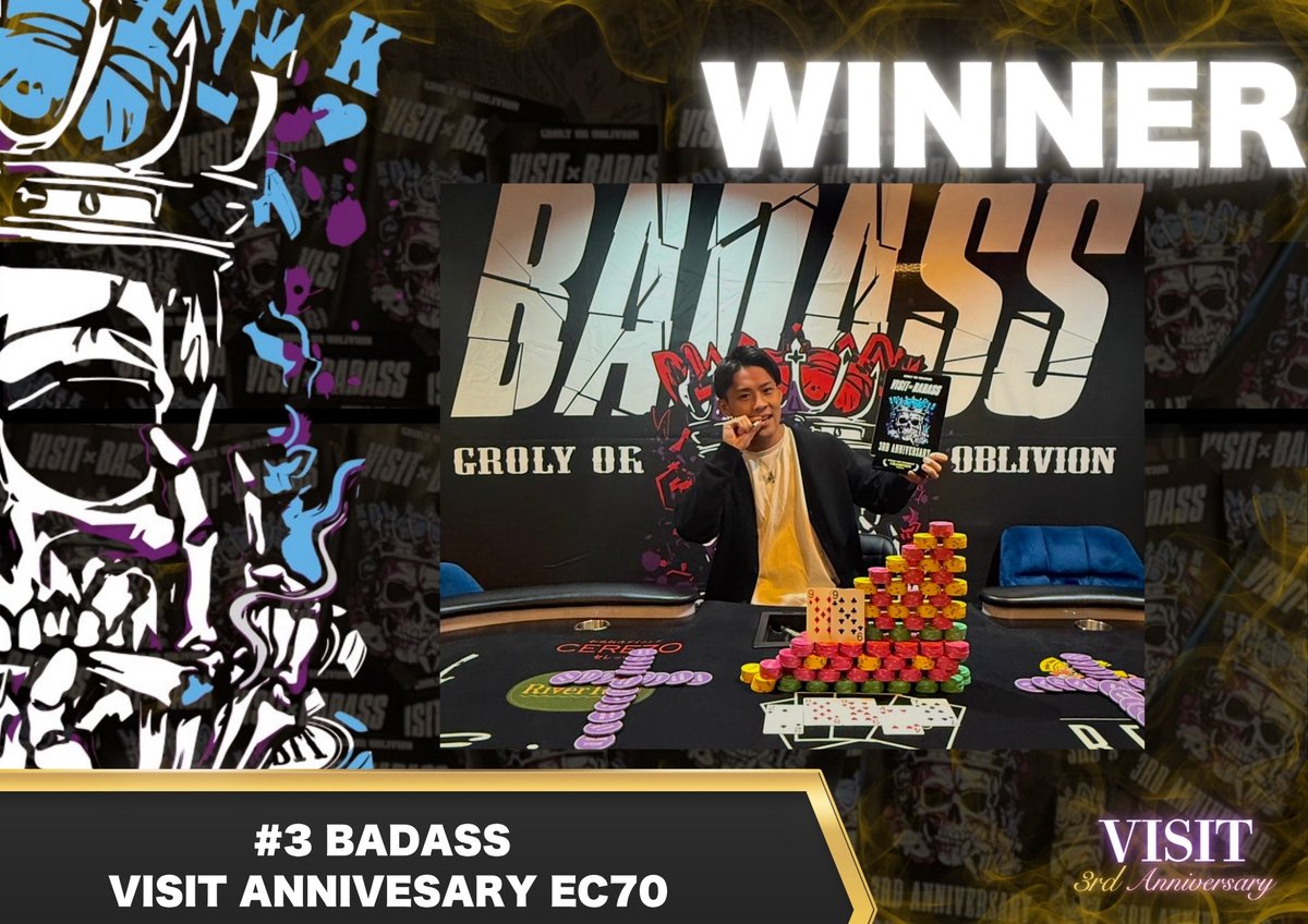 badas_official's tweet photo. 【#3 BADASS VISIT ANNIVERSARY EC70】

/／

🏆 優勝 RYOUSUKE様

\＼

「“BADASS”――激戦を越え、頂点を掴む。その名の通り、最強。」

Congratulations on your victory! https://t.co/ixfi7beOOD
