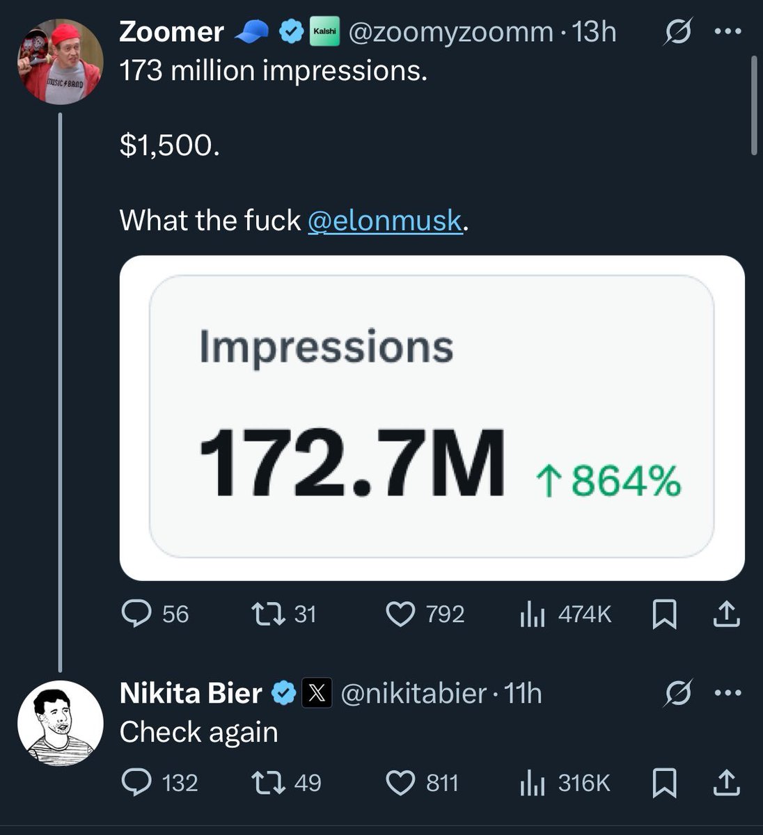 IntCyberDigest's tweet image. ⁉️ Someone complained to Nikita Bier, Head of Product at X, about receiving only $1,500 

...and was instantly awarded $10,000 on top of that.