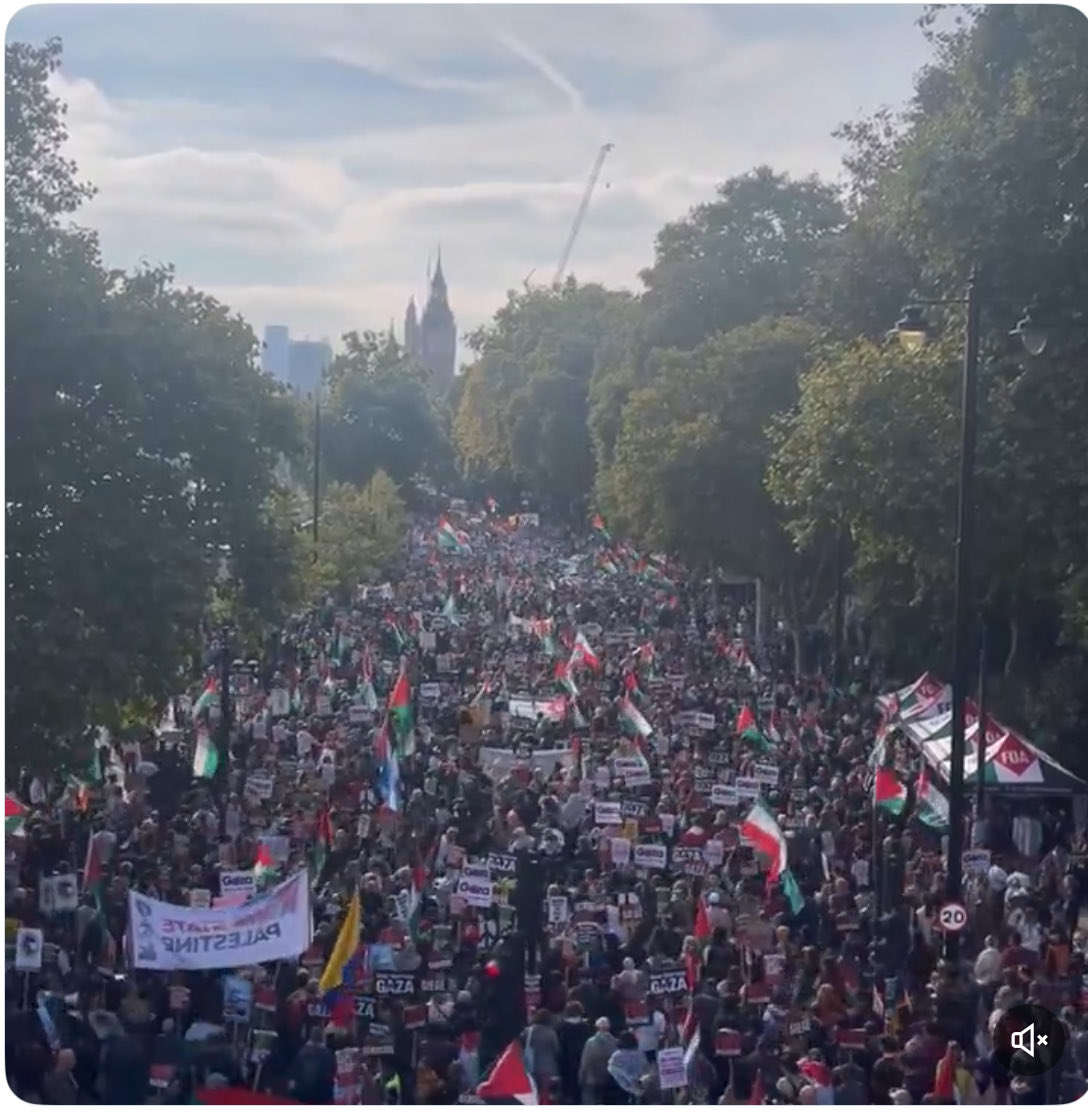 mdubowitz's tweet image. Split screen today 📺 

Tel Aviv - hundreds of thousands support peace. 

London - hundreds of thousands support terror.