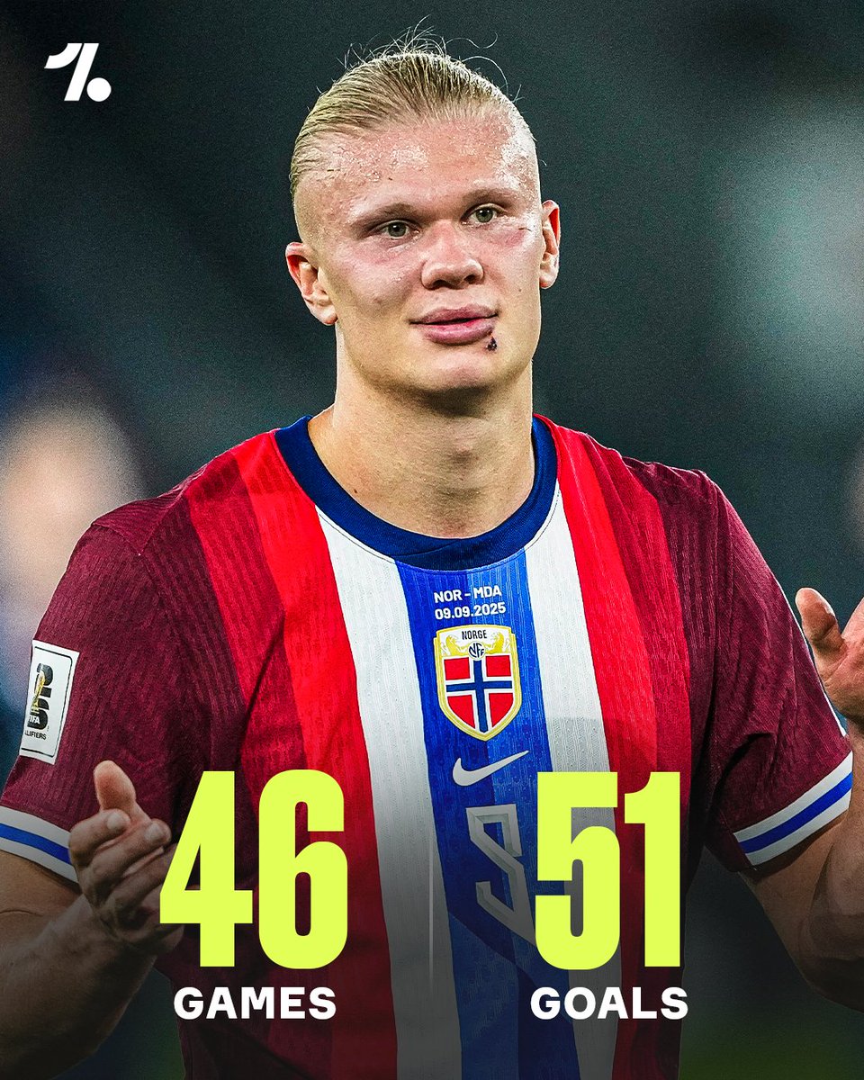 OneFootball's tweet image. Erling Haaland&apos;s stats for Norway are simply ridiculous 🤖🇳🇴