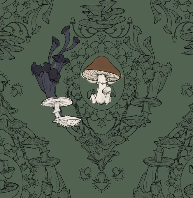 I'm working on a damask mushroom print