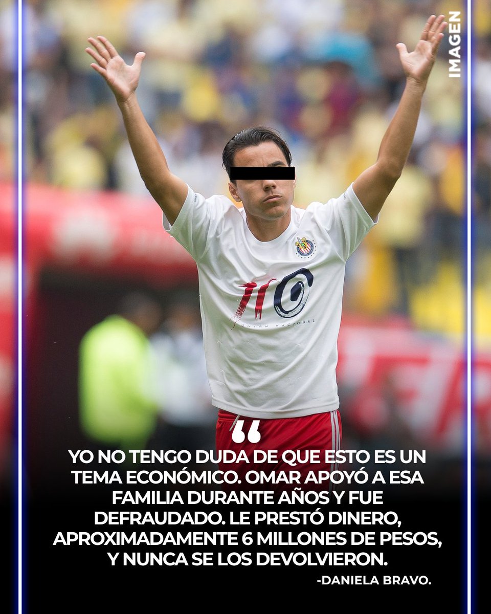 ImagenTVDeporte's tweet image. CONFLICTO DE INTERÉS 💰🤔

Daniela Bravo, hermana del exfutbolista Omar “N”, aseguró que un conflicto económico sería el verdadero origen de la denuncia en su contra por abuso sexual infantil agravado.

#OmarBravo #Chivas
