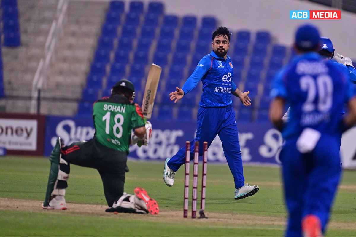 RahulYadav61762's tweet photo. 🚨RASHID KHAN DESTROYS BANGLADESH — 5/17 IN 8.3 OVERS! 🔥🇦🇫
A magical spell from the Afghan superstar — pure class from Rashid Khan! 🤯💫
#RashidKhan #AFGvBAN #Cricket #AfghanistanCricket #T20I #CricketLegend #SpinKing https://t.co/KUIof5B1T4