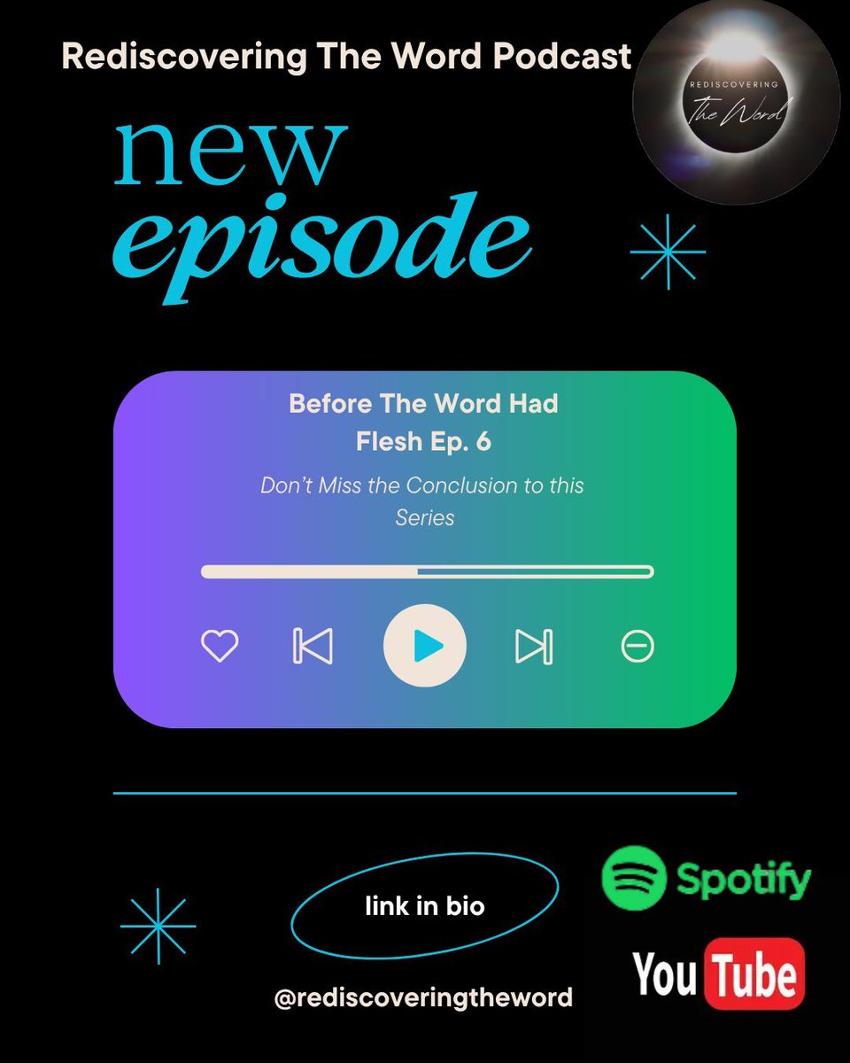Rediscoverwordp's tweet image. Episode 6 is here!
 “Before The Word Had Flesh” on the Rediscovering the Word Podcast, we are focusing on exploring the interconnectedness of the Old and New Testaments.
📺 Watch on YouTube
🎧 Listen on Spotify
Don’t miss it—link in bio!

#RediscoveringTheWord #BibleStudyTips