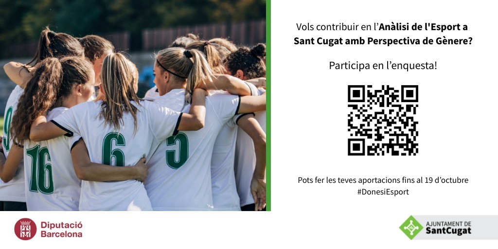 OMET Sant Cugat (@omet_santcugat) on Twitter photo 👏 Vols contribuir a l'Anàlisi de l'Esport a #SantCugat amb Perspectiva de Gènere?
📷 <a href="/ajsantcugat/">Aj. Sant Cugat</a> .
😀 Les teves respostes de l'enquesta ens ajudaran a elaborar el projecte i a definir accions de millora.
👉 Fins al 19 d'octubre!
👏 Gràcies per participar-hi!
#DonesiEsport 👏 Vols contribuir a l'Anàlisi de l'Esport a #SantCugat amb Perspectiva de Gènere?
📷 <a href="/ajsantcugat/">Aj. Sant Cugat</a> .
😀 Les teves respostes de l'enquesta ens ajudaran a elaborar el projecte i a definir accions de millora.
👉 Fins al 19 d'octubre!
👏 Gràcies per participar-hi!
#DonesiEsport