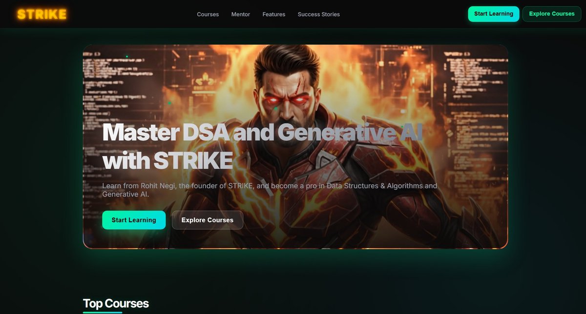 1_Not_found's tweet image. Wrapped up my project for Coder Army CSS Hackathon 2025! 🚀
Built the STRIKE platform clone using only HTML & CSS — no JS, just pure CSS creativity ⚡
🔗 roaring-kulfi-70808e.netlify.app
@rohit_negi9
#STRIKEClone #HTMLCSSOnly #CSSChallenge #CoderArmy #Frontend