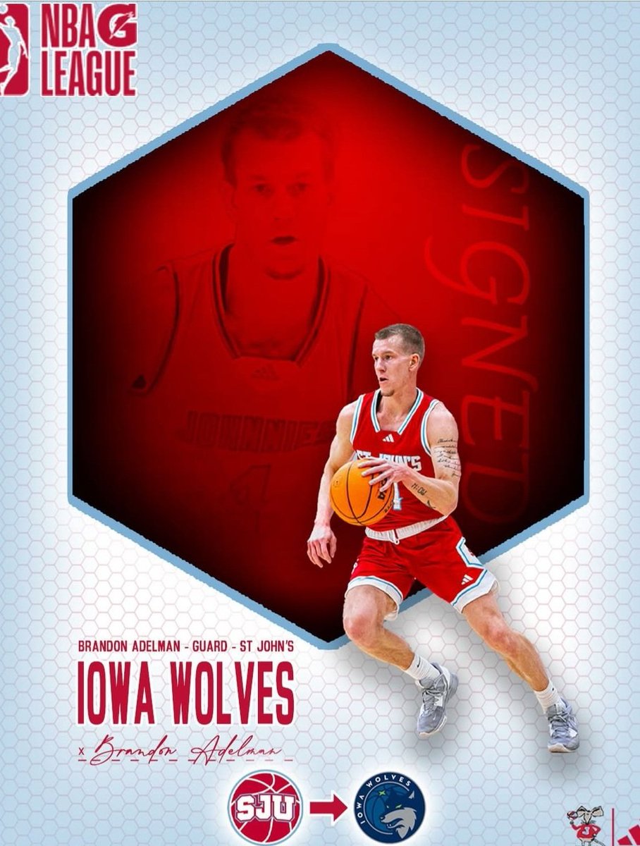 Congrats to Brandon Adelman <a href="/AdelmanBrandon/">Brandon Adelman</a> on signing a contract with the NBA G League’s Iowa Wolves! He will head to training camp this month! 
<a href="/JaymesonMoten/">Jaymeson Moten</a>