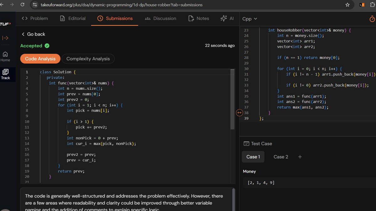 abhijithsr40's tweet image. Day 17/100 💻#100DaysOfCode
🧩 Solved:
Frog Jump
Frog Jump with K Distances
Maximum Sum of Non-Adjacent Elements
House Robber
#DSA #DynamicProgramming #AWS #CloudComputing #100DaysChallenge #CodingJourney