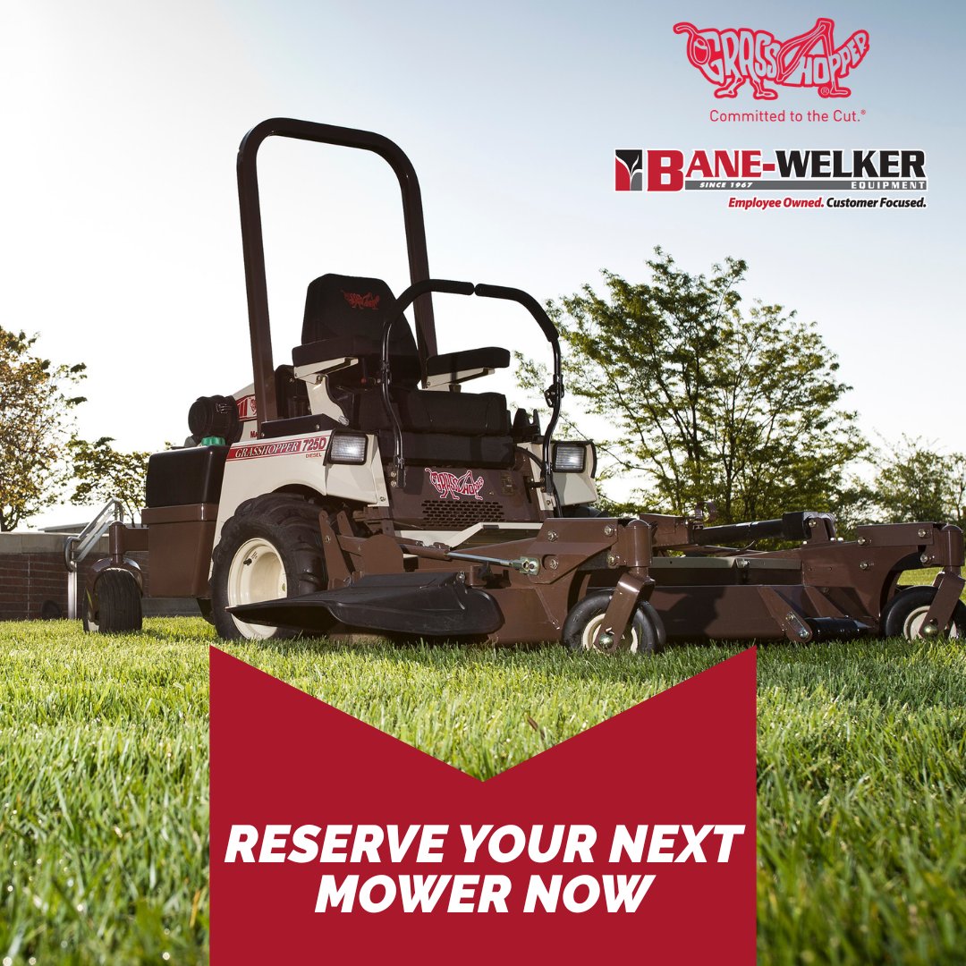 Reserve Your Next Mower Now - 12/10/25 with the Grasshopper Fall Reserve Program.

◾Reserve with $500 down
◾ Take delivery in Spring 2026 and save $500
◾Reserve before Nov 10 and snag a free MowDay USA hoodie + custom nameplate

Contact your local Bane-Welker Equipment to
