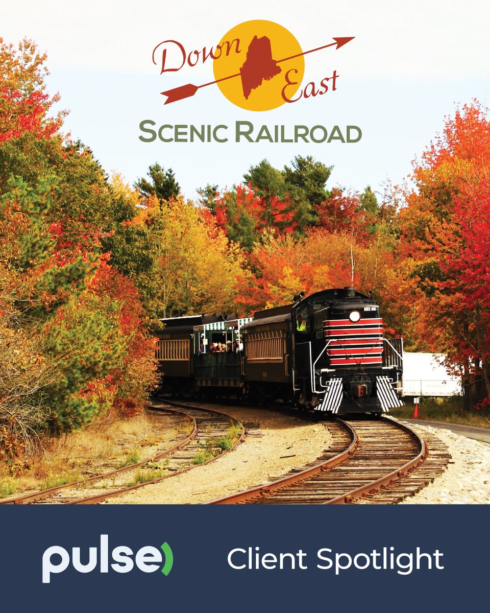 PulseMarketing's tweet photo. We love working with clients who bring communities together—like Downeast Scenic Railroad. This nonprofit preserves Maine’s rail history while offering fun, scenic train rides for families, visitors, and even dogs!
Check out the popular Pumpkin Trains! 

https://t.co/Q9yKWIYTdS https://t.co/lBUPhCkt3p