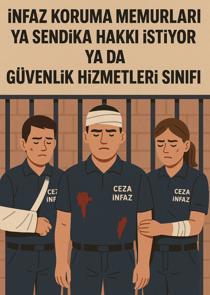 Calışma şartları zor,
Görevleri riskli,
Sendika hakkı yok,
Güvenlik Hizmetleri Sınıfına dahil değil
Sorun belli, Çözüm basit
#CezaevineGüvenlik