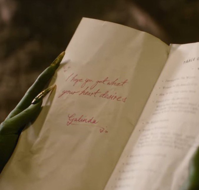 lesbianzgrande's tweet image. the concept of elphaba leaving a note for glinda in the grimmerie. something with love, something motivational, something to help keep her going, something to remind her what she’s capable of