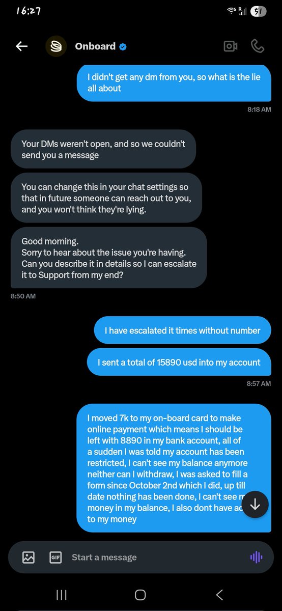PaulNwereonye's tweet image. This has been my battle with @OnboardGlobal . They having been holding my money for like 2 weeks now and they keep giving me excuses that they are reviewing things. Each time I chat them on the app they keep saying I should send documents about the transaction which I sent to…