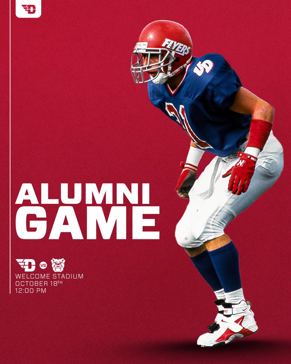 1️⃣ Week Out from Our Alumni Game!

-We will have a presentation at 9 AM in the Flight Deck🏈
-Varsity D is having an alumni tailgate in the parking lot🌭
-All football alumni will be able to claim free tickets to the game🎟️
-Direct any questions/RSVPs to ellism4@udayton.edu📧