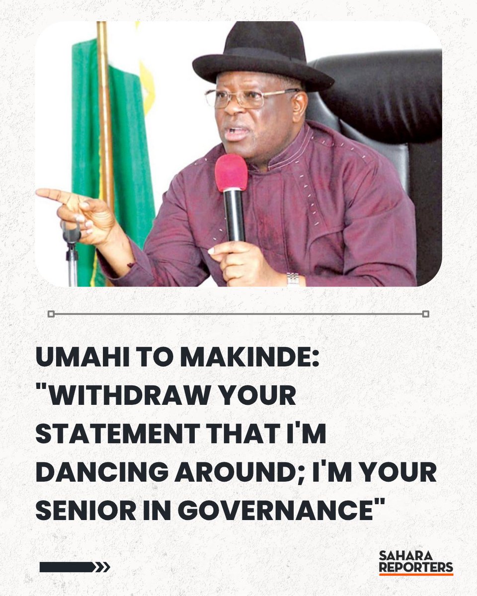 SaharaReporters's tweet image. Minister Umahi To Governor Makinde: &quot;Withdraw Your Statement That I&apos;m Dancing Around; I&apos;m Your Senior In Governance&quot; | Sahara Reporters   bit.ly/477XuQ1