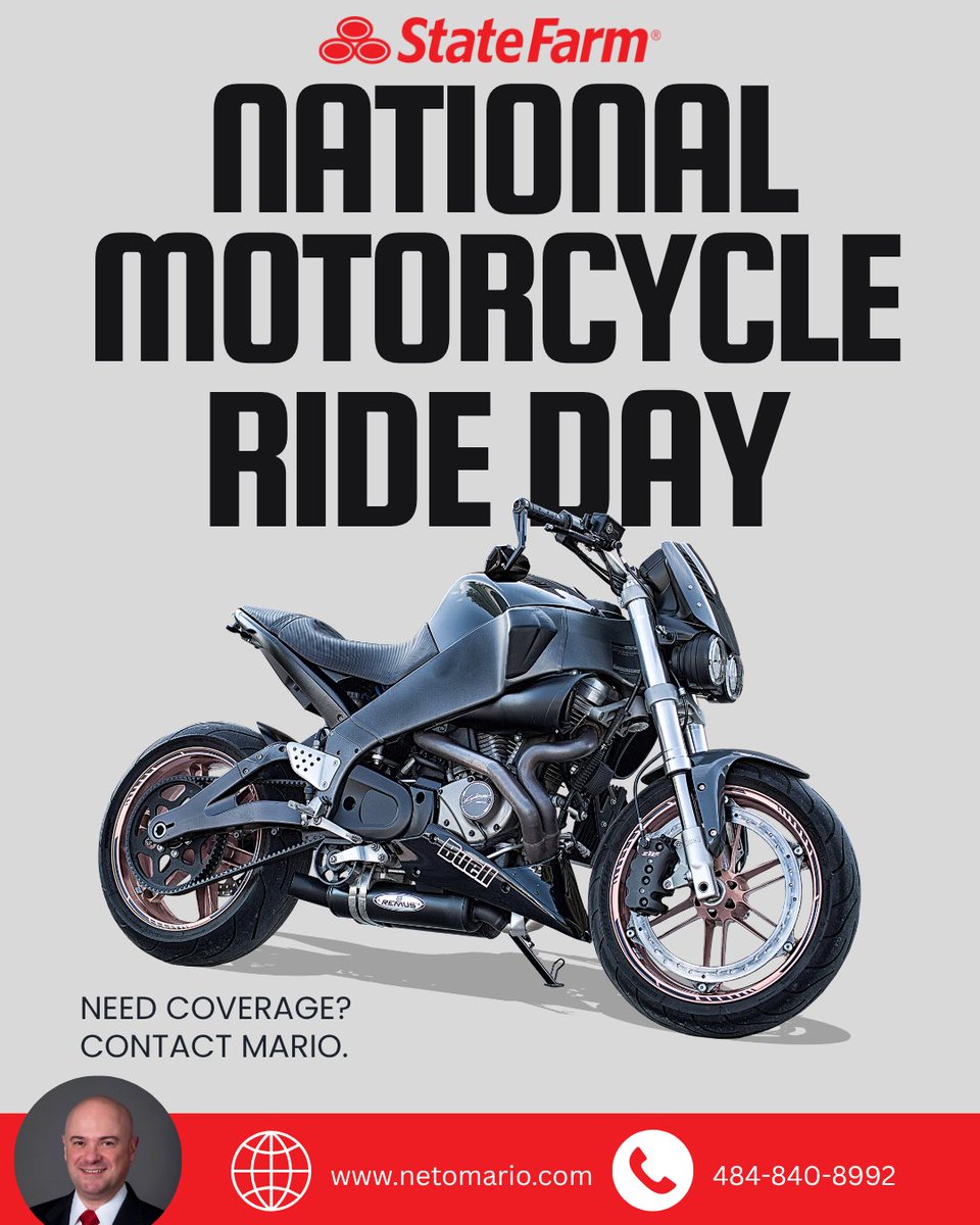 NetoMarioAgent's tweet image. 🏍️ Happy #NationalMotorcycleRideDay! Ready to hit the road? We offer motorcycle insurance to keep you protected every mile.

📞 484-840-8992 | 🌐 st8.fm/3Tj9ebK

Like a good neighbor, State Farm is here for you. #StateFarm #RideSafe #MotorcycleInsurance