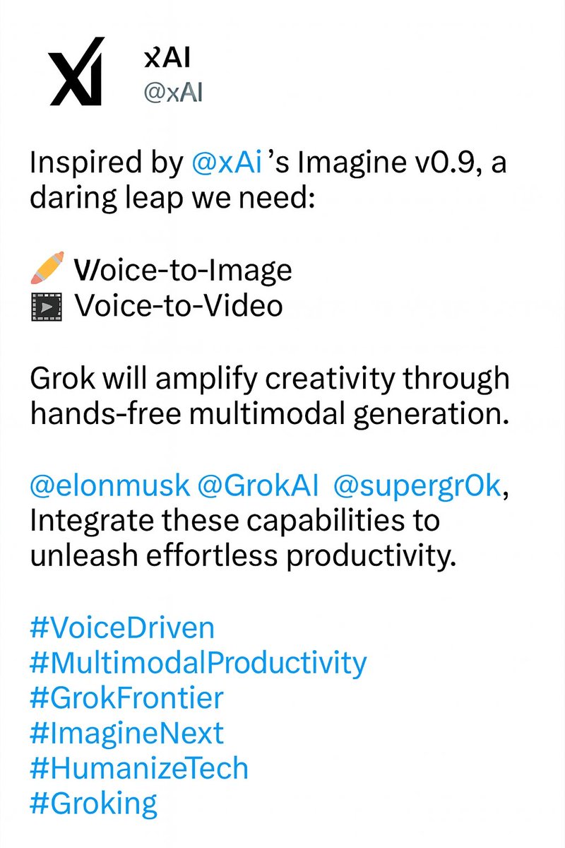 HarisHiew's tweet photo. > From Kota Kinabalu to xAI Labs:
> Grok Live must evolve into a voice-first, multimodal productivity engine.
> Let us speak ideas into images and cinematic flow.
> @elonmusk @SuperGrok @grok @xai the leap is clear.
> #VoiceDriven #MultimodalProductivity #GrokFrontier #ImagineNext #HumanizeTech #Groking