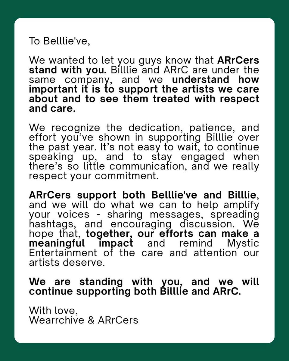 wearrchive's tweet image. ARrCers are with Belllie&apos;ve!

Billlie is our sunbaenims from the same company, and we’re here to support both groups. Let’s share the message, trend the hashtags, and help spread the word 💗🔥

#MysticDoSomething
#WhereIsBilllie