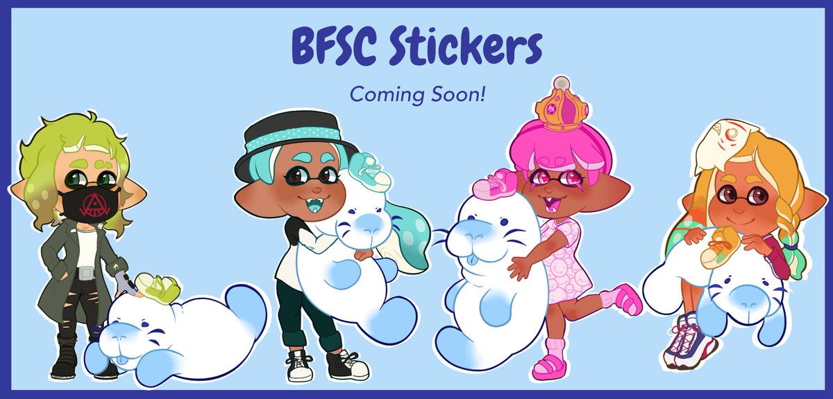 TotodileStar's tweet image. BFSC Stickers I’m working on bringing to life! Hoping to have physical ones ready for a certain LAN we plan on attending in the coming months… 

Get hype to collect these swagged out squid kids 😎
#Splatoon #BFSC