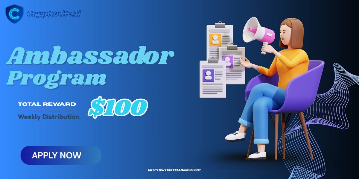 CryptoniteIntel's tweet image. CryptoniteAi Ambassador Program is now live!

We&apos;re inviting Influencers, KOLs, Creators and storytellers to join us on this exciting journey.

What&apos;s in it for you
- $400 Monthly Prize pool
- Exclusive perks and benefits
- Growth opportunities with our team

Eligibility
- 100+…