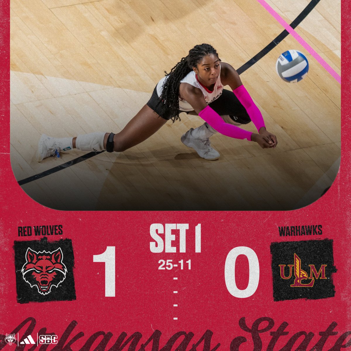AStateVB's tweet image. First set goes to the Red Wolves!

#WolvesUp