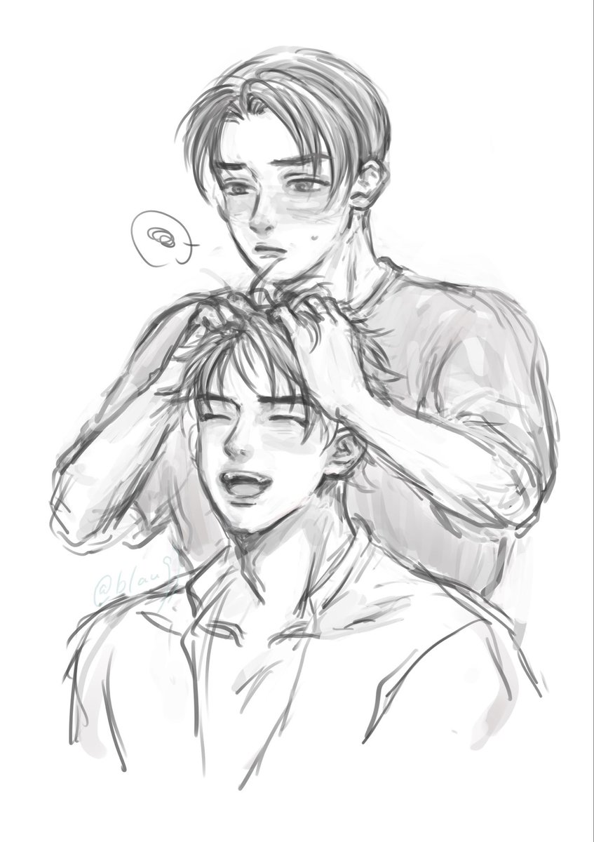 お題：🐥の髪をセットしてあげる🐼
ぐしゃぐしゃにしてるだけになっちゃった、ありがとうございました！